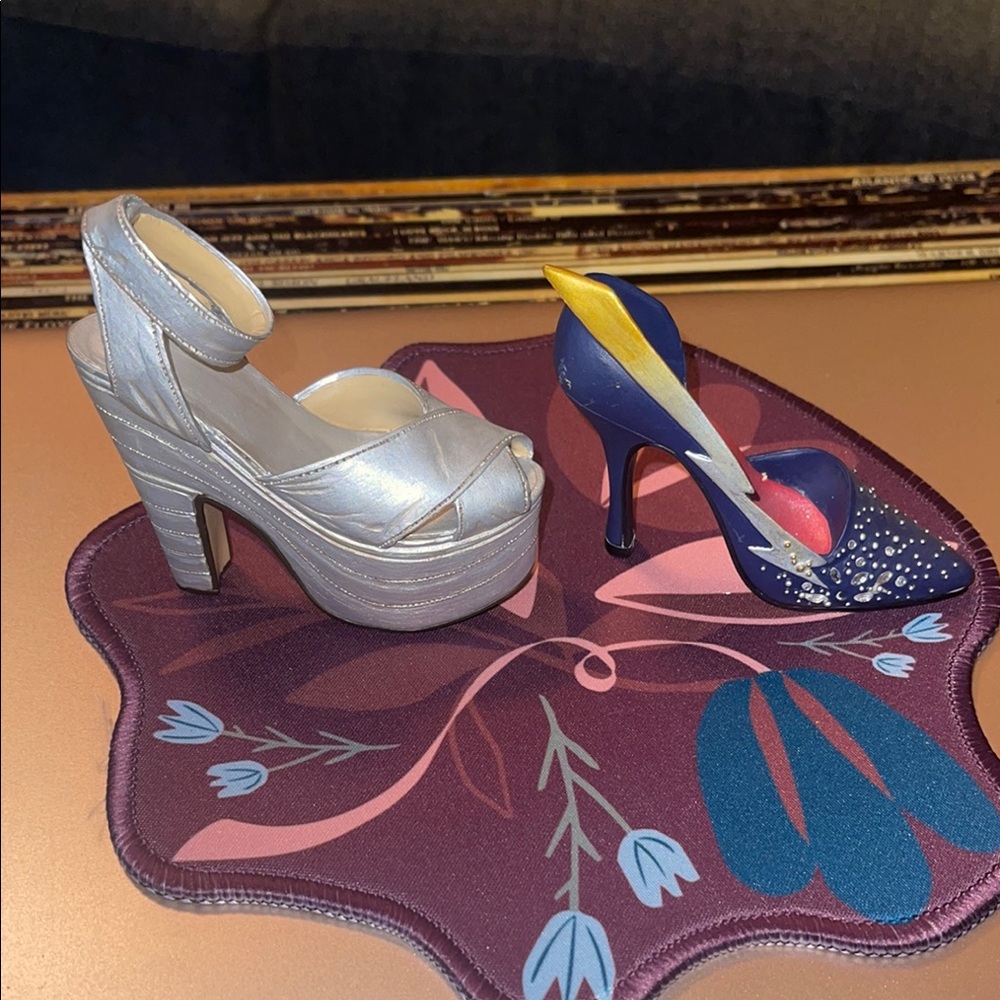 Just The Right Shoe Silver and Blue Heels